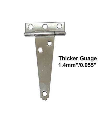 Stainless Steel Light Tee Hinge, with Stainless Steel Screw, 4" x 2-5/16" x 1.4 mm, Vibrated Stainless Steel, 4 Pack, Made in Taiwan - color: Vibrated Stainless Steel, size: 4pack(4")