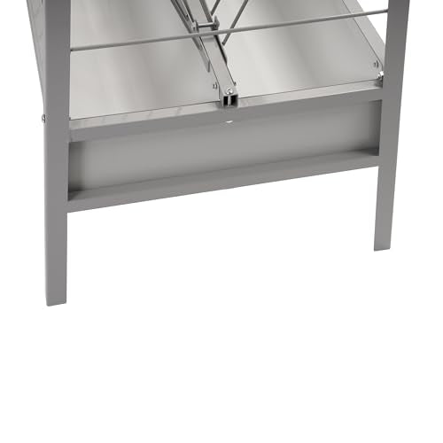 HECASA Livestock 2-in-1 Hay & Grain Feeder Storage and Dispensing Feed Pan | 55 Gallon Capacity Livestock Hay Feeders for Goats, Sheep, Horses Steel Powder Coated Silvery - size: Silvery