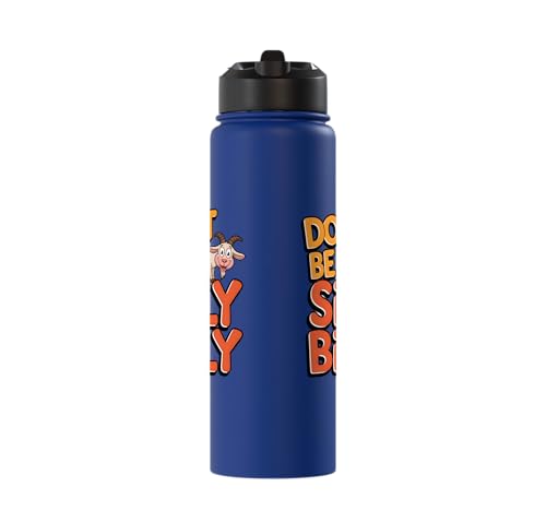 Funny Goat Kid Sheep Lamb Animal Joke Stainless Steel Insulated Water Bottle - color: Royal Blue