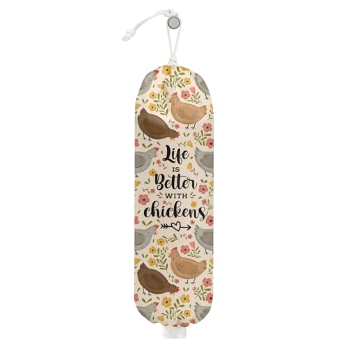 Chicken Plastic Bag Holder, Chicken Mom Gifts Wall Mount Grocery Bag Holder | Chicken Gifts for Women Bag Holder, Reusable Grocery Bag Storage Dispenser, Farmhouse Kitchen Home Decor - color: chicken