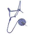Jeffers Equine Braided Mule Tape Halter with 10' Detachable Lead Rope Set for Horses, 14 to 18 Hands - Stylish Design with Adjustable Poll Strap, Easy to Use Western Tack - Navy & Gray - color: Navy & Grey