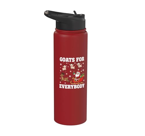Goats For Everybody Christmas Kids Santa Reindeer Snowflake Stainless Steel Insulated Water Bottle - color: Red