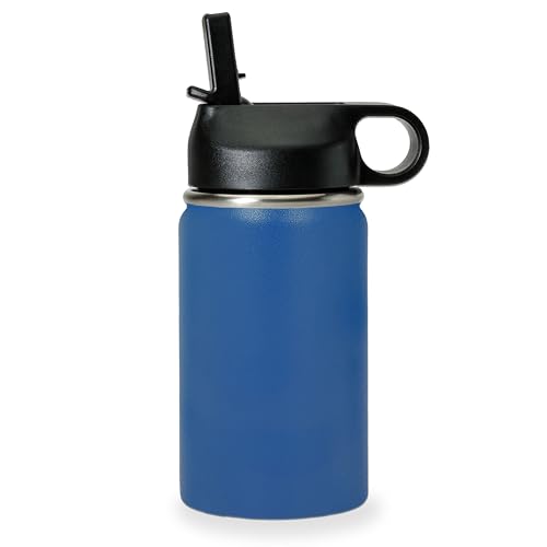LaserGram Personalized 12oz Water Bottle, Horse (Dark Blue) | Engraved Gift, Vacuum Insulated Stainless Steel, Flip-Top Straw Lid, Laser Engraved With Your Name - color: Dark Blue, size: 12 Ounces