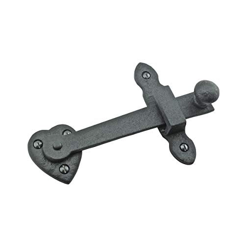 Renovators Supply Manufacturing Black Wrought Iron Heart Style Flip Gate Latch 4 in Antique Barn Fence Door Lock - color: 4-inch Heart, size: Pack of 1