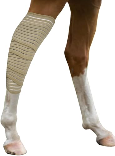 Elastic Polo Leg Wrap Compression Bandage for Horses, Dogs, Cats, Sheep, Cow, Dog Wound Care, Vet Wrap - color: Beige