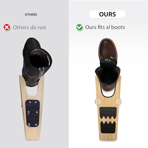 Wooden Boot Jack - Extra Wide Boot Puller Remover For Men,Woman, Elderly, Handicap and Disabled, Ideal for Cowboy Boots, Work Boots & Shoes, One Size Fits All