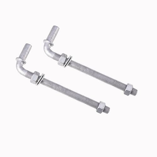 J-Bolt Post Hinge with 5/8" Hinge Pin Galvanized Post Gate Hinge for Chain Link Fence, Washers & Nuts Included (8" (2 Pcs)) - size: 8" (2 Pcs)