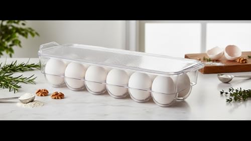 Dial Industries Fridge Egg Storage Holder, 14 Egg Container with Lid | Keeps eggs upright and easy to see, container top allows stacking, protects against spills, fits refrigerator door or shelf