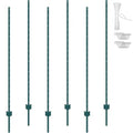 VEVOR 6 Feet U-Channel Metal Fence Post, 6 Pack With 24 Zip Ties & 12 Clips, Sturdy Steel Stakes for Garden Yard, Lawn, Farms and Outdoor Wire Fencing, Green - size: 6 Feet 6 Pack