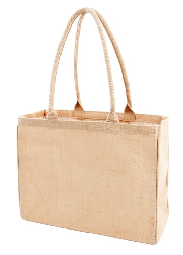 KAF Home Jute Market Tote Bag with Handles (Blank) - color: Natural