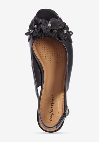 Comfortview Women's Wide Width The Rider Slingback - color: Black, size: 11 Wide