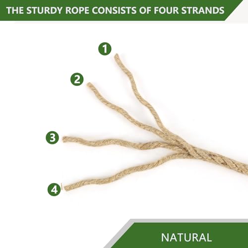 1/4 Inch x 100 Feet Natural Jute Rope, 6.35mm Jute Twine Hemp Rope, Twisted Manila Hemp Ropes for Craft Projects, Gardening, Indoor and Outdoor Use, Home Decorating, DIY - size: 1/4inch x 100feet