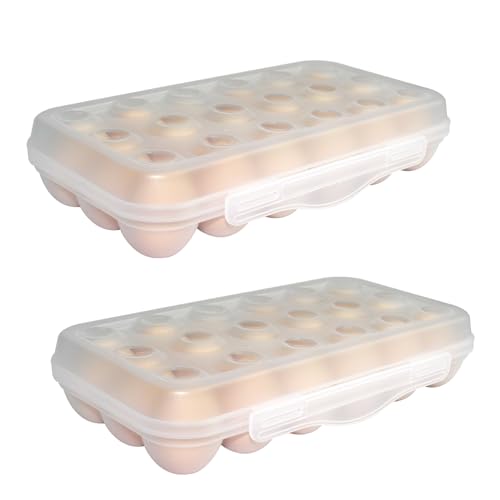 18 Grid Egg Container, 2 Packs Egg Holder Plastic Egg Storage Box Egg Organizer for Fridge Portable Egg Tray with Lid for Refrigerator Camping Hiking Outdoor Activities (18 Counts-2 Packs) - style: 18 Counts-2 Packs