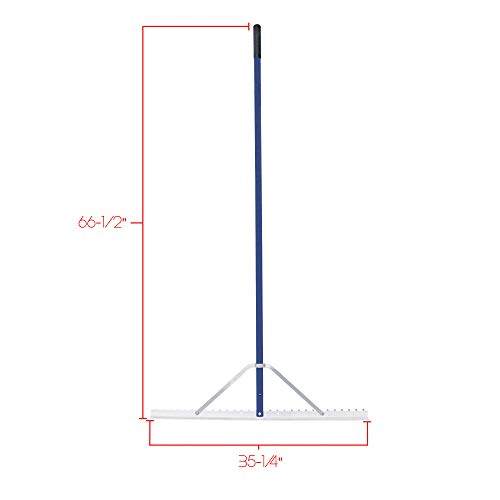 Extreme Max 3005.4095 36" Commercial-Grade Screening Rake for Beach and Lawn Care with 66" Handle,Silver - size: 36"