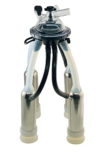 Melasty Cow Milker Claw Cluster Complete with Large Silicone Liners, Stainless Steel Shells, 200cc Milking Claw, Air Tubes, and Caps & Plugs Kit Replacement Part for Any Brand Milking Machine
