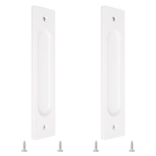 MOROBOR 180MM Rectangual Recessed Sliding Door Pulls, 2pcs Warm White Flush Pull Aluminum Alloy Closet Doors Finger Pulls with Mounting Screws for Sliding Barn Door - color: Warm White