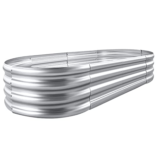 Land Guard Galvanized Raised Garden Bed Kit, Galvanized Planter Garden Boxes Outdoor, Oval Large Metal Raised Garden Beds for Vegetables………… - color: 1-silver, size: 4×2×1ft(1pcs）