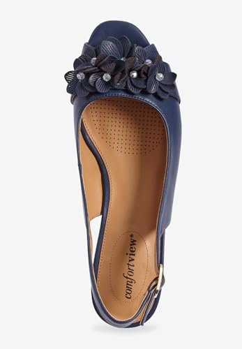 Comfortview Women's Wide Width The Rider Slingback - color: Navy, size: 10.5