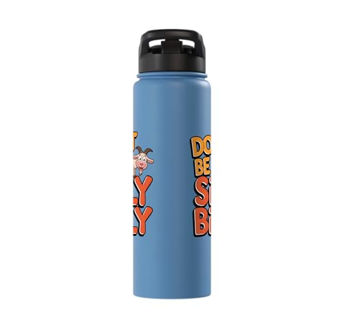 Funny Goat Kid Sheep Lamb Animal Joke Stainless Steel Insulated Water Bottle - color: Light Blue