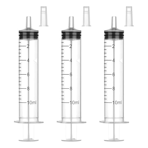 10ml Syringe Without Needle, Syringe with Cap, 30 Pack Individually Wrapped | Clear scale markings and smooth plunger movement enable accurate measurement and controlled liquid dispensing - style: 10 ml Luer Slip