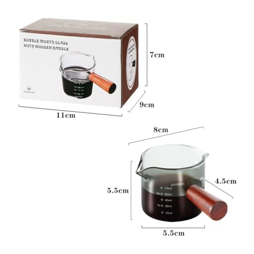 Espresso Glass Measuring Cups 3-Ounce/100ML Double Spout Glass Measuring Cup Espresso Shot Glasses with V-Shaped Mouth Milk Frothing Pitcher Cappuccino Cup Accessories - size: black/3.4oz