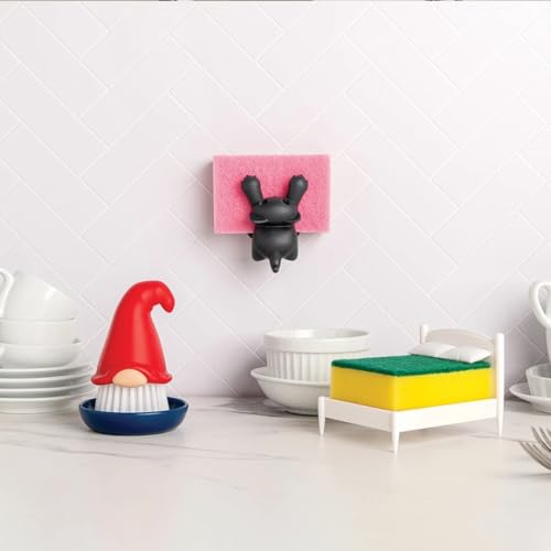 OTOTO Gnome Dish Brush with Handle - Cleaning Brush, Vegetable Brush, Dish Scrub, Gnome Handle, Unique Kitchen Gadgets, Funny Kitchen Tools, Useful Gifts for Women (Beardy Red) - style: Beardy