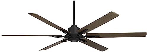 72" Expedition Matte Black Damp Rated Large Indoor Outdoor Fan with Remote | Industrial Rustic Style Light Weathered Oak for Patio Exterior House Porch Gazebo Garage Barn
