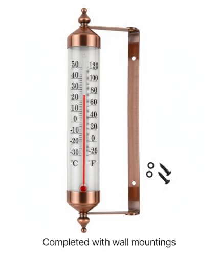 10.3" Premium Steel Indoor Outdoor Thermometer – Large Numbers, Waterproof, Adjustable Angle, Vintage Bronze Wall Mount, No Battery Needed, Decorative Weather Gauge for Patio, Garden & Home - color: Vintage Bronze