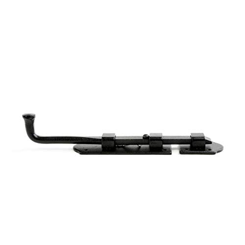 Renovators Supply Manufacturing Slide Bolt Latch 9 in. Black Iron Ball Tip Style Slide Bolt with Mounting Hardware - size: Pack of 1, style: 9 inch - Colonial Dead Bolt
