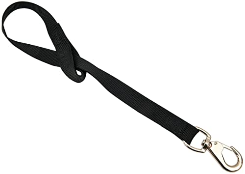 Jeffers Livestock Nylon Bucket Strap 24" – Heavy Duty Trigger Snap Hook for Hanging Water Buckets, Feeders, Hay Bags – Easy Use Fence Rail Loop for Barn, Horse, Goat, Dog, Stable, Tack - Black - color: Black