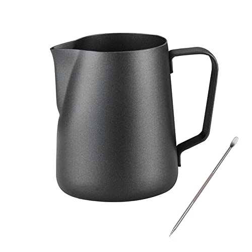 Espresso Milk Frothing Pitcher, 12 oz 20 oz, Stainless Steel Milk Jug Milk Frother Cup, Inner and outer coating, For Latte Art Coffee Machine Tool Steaming Pitcher(12 oz, Black) - size: 12oz