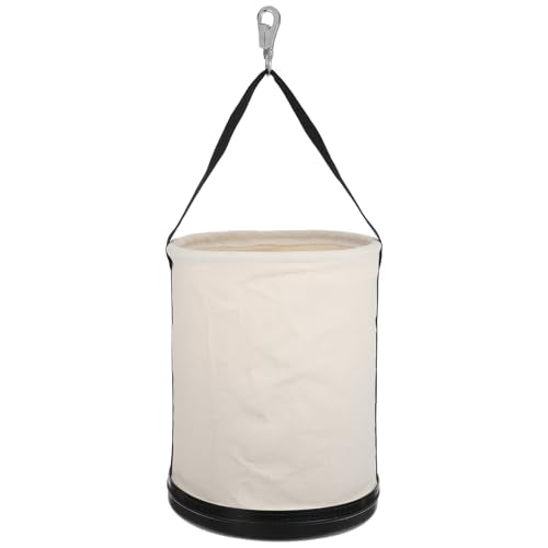 Lemecima Utility Canvas Bucket 15" x 12" All Purpose Truck Tool Bucket Bag Organizer with Plastic Bottom Metal Hook for Store Work Tool Accessory, Load Capacity up to 150 Lbs