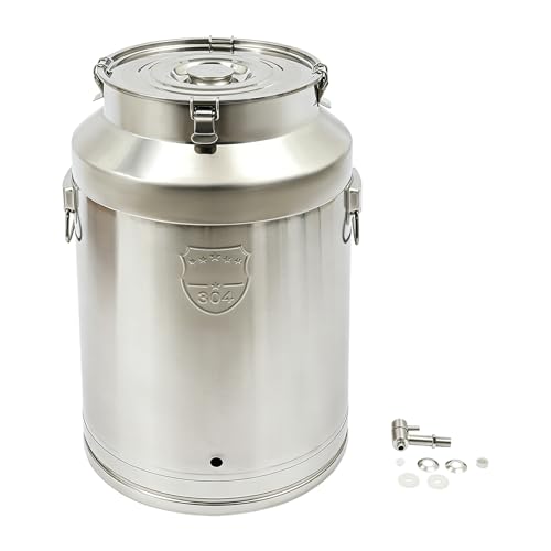 76L/20Gal 304 Stainless Steel Milk Can with Spigot | Food Storage Container for Liquid & Dry Goods, Wine Pail Bucket Metal Tote Jug for Kitchen, Farm - size: 76L/20Gal,w/Faucet