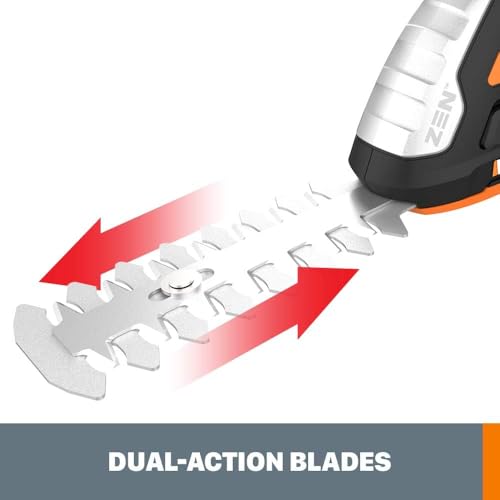 WORX Cordless Grass Shear & Shrub Trimmer, 20V 4" + 8" Bush Trimmer, WG801 | 8"& 4" blades interchangeable blades for grass and shrub trimming;2.0A battery battery & charger included; PowerShare. - style: 8" 20V Shrubber Trimmer w/(1)2.0Ah Battery