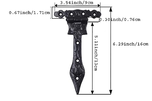 The Metal Magician Black T-Strap Hinges, Pack of 4 Heavy Duty Barn Door Hinges (6.2" x 3.5") for Wooden Fences Heavy Duty, Decorative, Farm Gate Hinge (Black) - color: 6inch T Hinge Black