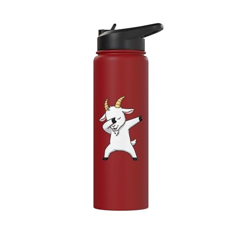 Dabbing Goat Kids Halloween Costume Cute Farm Animal Dab Stainless Steel Insulated Water Bottle - color: Red