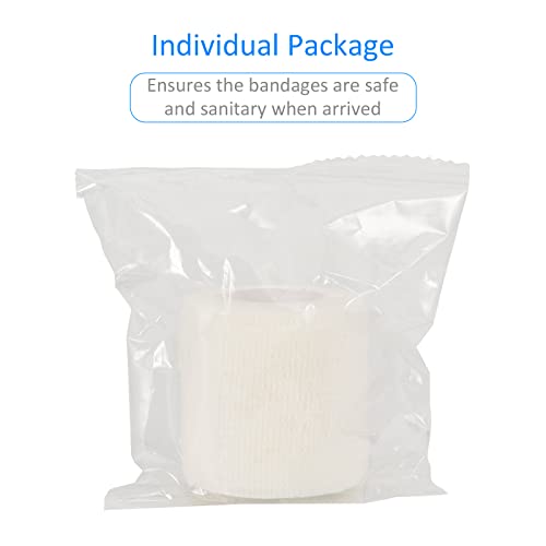 24Pcs Self Adherent Cohesive Bandages Wrap Self Adhesive 2 in White | Self Adherent Bandages Wrap First Aid Self Adhesive Bandage Elastic Sports Athletic Tape Wrist Ankle Pet Vet Wrap Grip Cover - color: White, size: 24Pcs