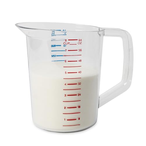 Rubbermaid Commercial Products Bouncer Clear Measuring Cup, 8-Cup/2-Quart, Clear, Strong Food Grade, Easy Read for Liquid/Dry Ingredients, for Home/Professional Kitchen - size: 2 Qt