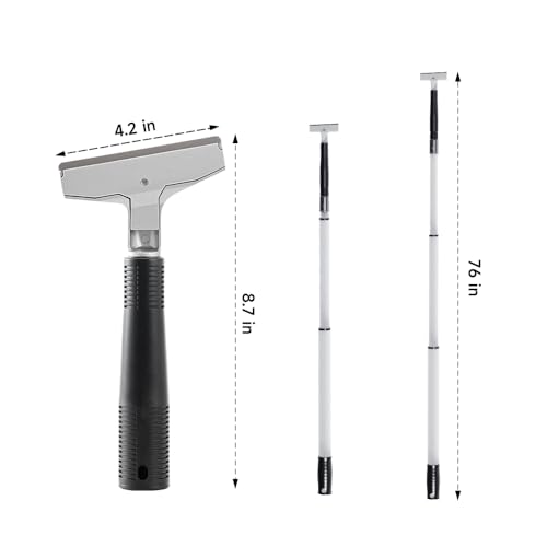 Floor Scraper, 76" Aluminum Adjustable Paint Scraper with 4-inch Razor Blade, Floor Scraper Long Handle Heavy Duty Scrappers for Cleaning Glass Wall Gum Paint Tile Glue Linoleum Carpet