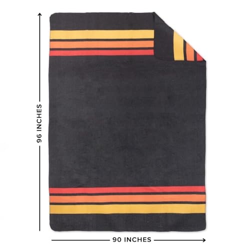 Arcturus Rainier Wool Blanket - Warm, Heavy, Washable, Bed Blanket | Great for Home & Camping (Sunset Peak, Queen) - color: Sunset Peak, size: Queen