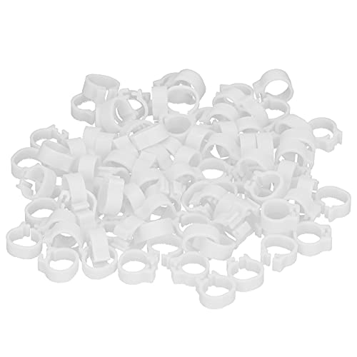 Zerodis 100PCS 8mm Leg Rings, Plastic Identification Bands for Pigeons, with Reusable Easy to Install for Poultry Dove Marking (White) - color: White