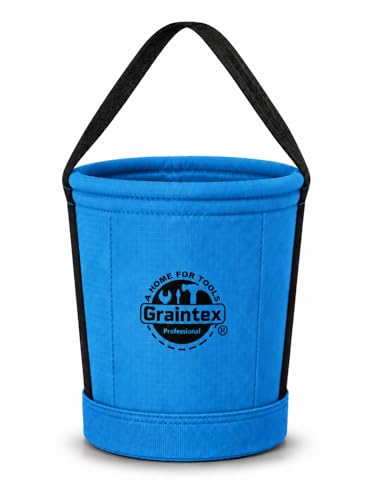 Graintex Canvas Utility Bucket 12"x10"x15". Tapered Tool Bucket, Reinforced Base & Carry Handle, Ripstop Canvas, Multi-Purpose Bag for Jobsite, Gardening, Home Use - Royal Blue - color: Royal Blue