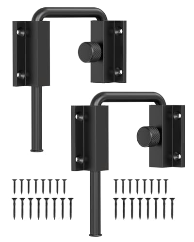 Sliding Door Loop Lock, Patio Door Latch, Black-2PCS | Multi-Angle Mounting Security U-Bolt Locks with Locking Design for Barn Door, Closet, Window, Balcony, Aluminum Alloy - color: Black-2PCS