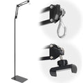Reptile Lamp Stand, Adjustable 15-46 in Heat Lamp Stand, Metal Floor Light Holder with 180° Adjustable Swing Arm for Reptile Glass Terrarium Heating Light