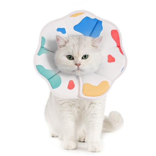 Avont Cat Cone XS Adjustable Soft E-Collar, Cow | XS fits 4.0-6.5" Depth 3.4" soft breathable anti-lick water-resist easy-clean - color: Cow, size: XS(Neck:4.0"-6.5")