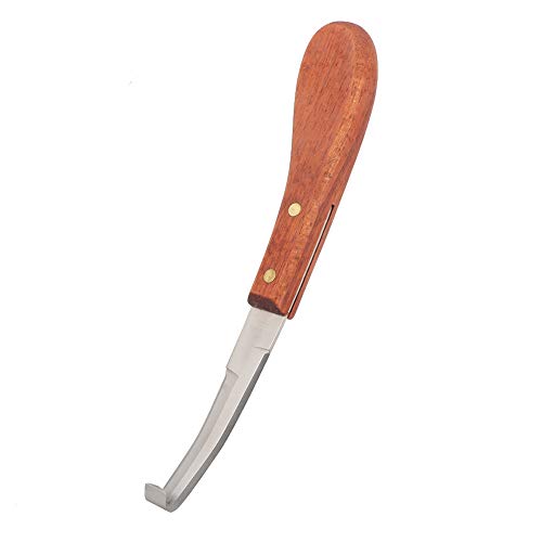 Hoof Knife for Horse Hoof Trimming 45 Steel Material Ergonomic Wooden Handle 22.5cm for Cattle Goat Sheep, Smooth Glide Dual Sided Reduces Hand Fatigue for Livestock