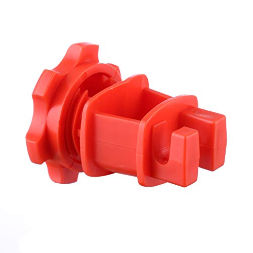 25-Pack Screw-Tight Electric Fence Round Post Insulators, Red | Wire Holding ·Two-Piece Design · Fits Round Posts · For Wire & Polywire - color: Red