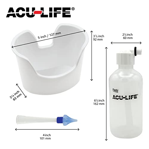 ACU-Life Ear Irrigator Kit with Basin, Syringe & Squeeze Bottle | Tri-Stream Tip With Flared Design For Comfort, Basin & Tools For Rinsing, Supports Controlled Flow, Simple To Operate - style: Basin, Ear Syringe and Easy Squeeze Bottle