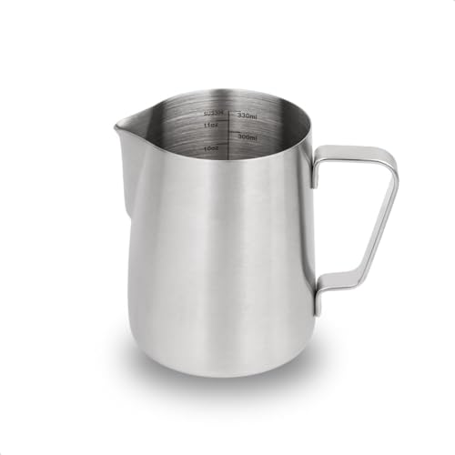 watchget 12oz Milk Frothing Pitcher Stainless Steel Espresso Steaming Jug | Internal Scale, Milk Coffee Cappuccino Latte Art Barista Steam Pitchers,Barista Coffee Bar Accessories, 350ml, Matte Silver - color: Matte Silver, size: 11.8 Ounces