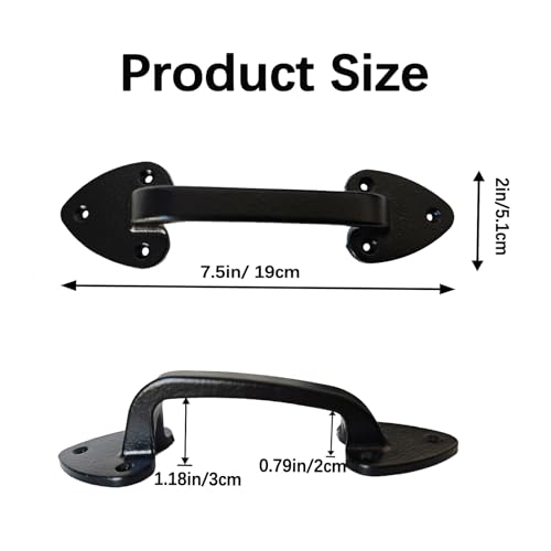 Heavy Duty Barn Door Handles, 7.5 Inch Cast Iron Gate Handles, Black Rustic Gate Pull for Outdoor Gate, Shed & Sliding Barn Door, with Mounting Screws 2 Pack - size: 7.5Inch - 2Pack